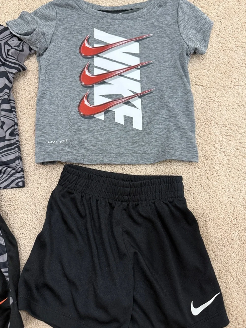 Nike Kids Active Tee & Shorts Set — Gray, Black & Orange Accents - Picture 4 of 8